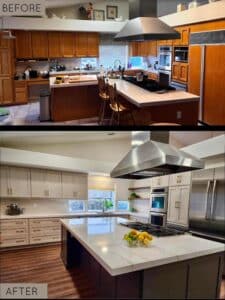 Before and after of a kitchen in Massachusetts