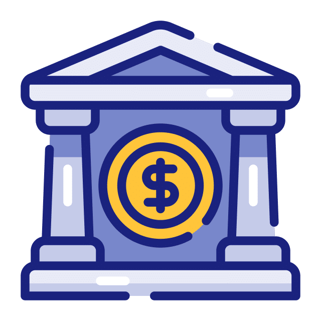 Bank with dollar sign icon